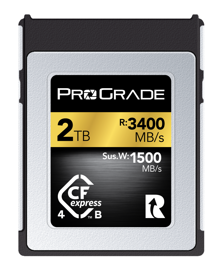 ProGrade 2TB CFexpress 4.0 Type B memory card with 3400 MB/s read and 1500 MB/s sustained write speeds