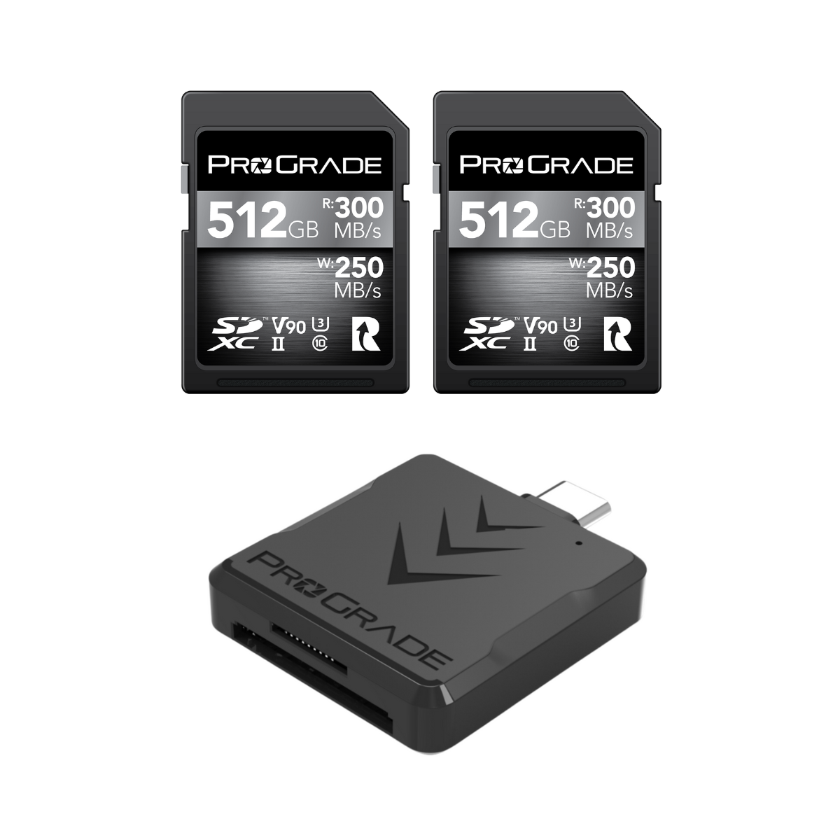 ProGrade Digital SD V90 2-pack & Reader Bundle